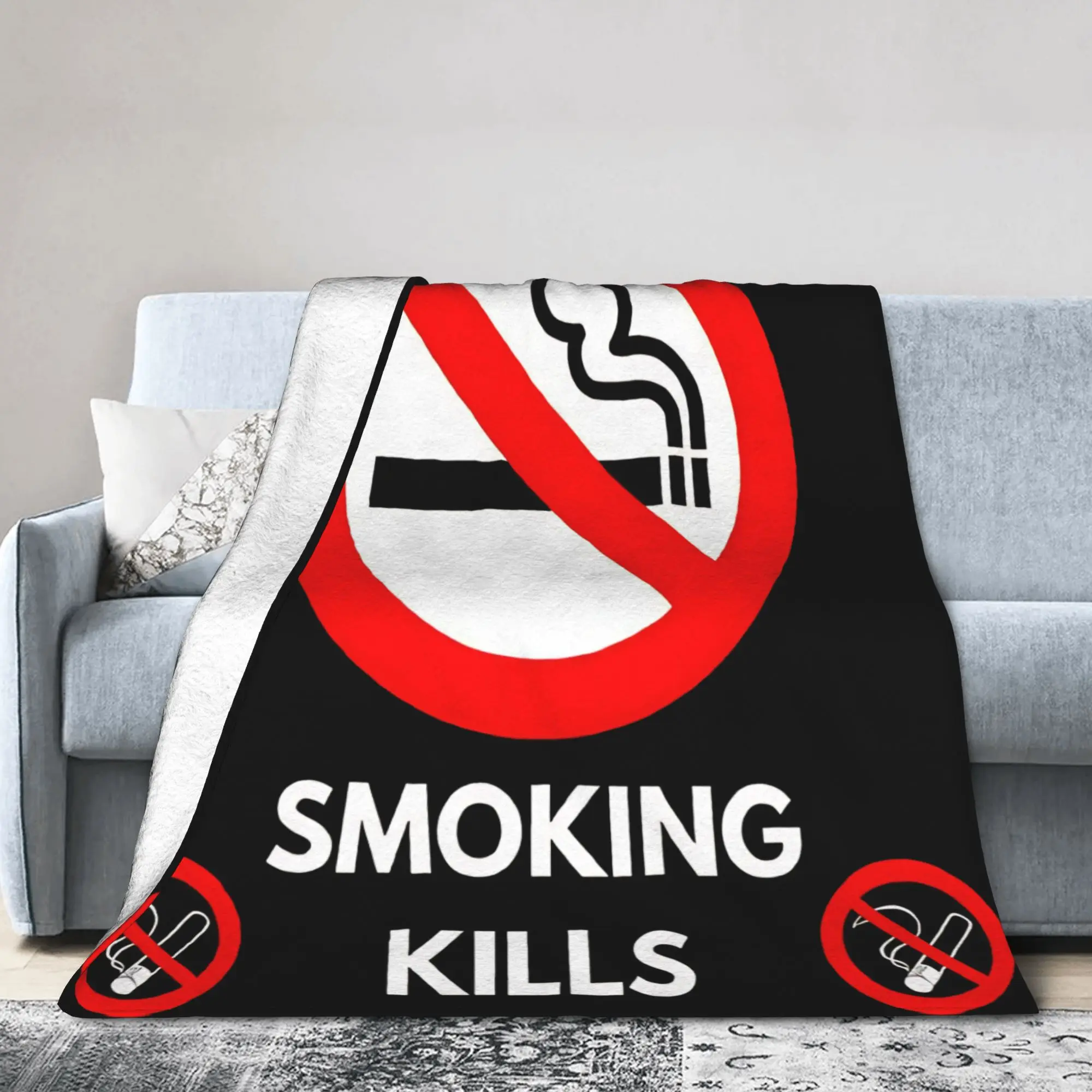 Warm Blankets Picnic Smoking Kills  Throw Blanket  Flannel Bedspread For Outdoor Fluffy Sofa Bed Cover