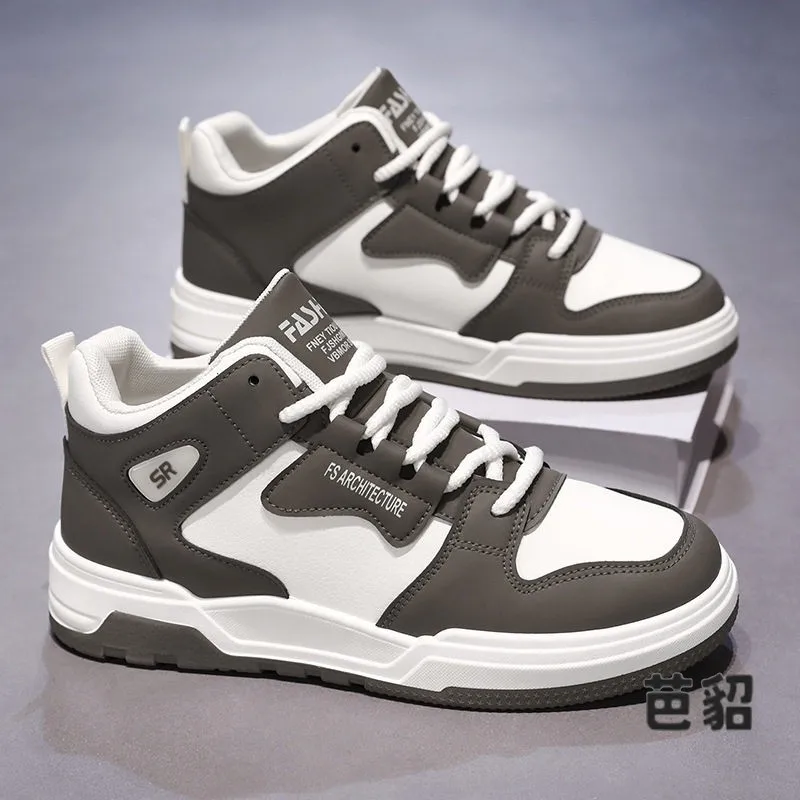 Men's Summer New Breathable Mid-Top Lightweight Fashionable Thick Bottom Sports Casual Shoes Comfortable All-Match Board Shoes