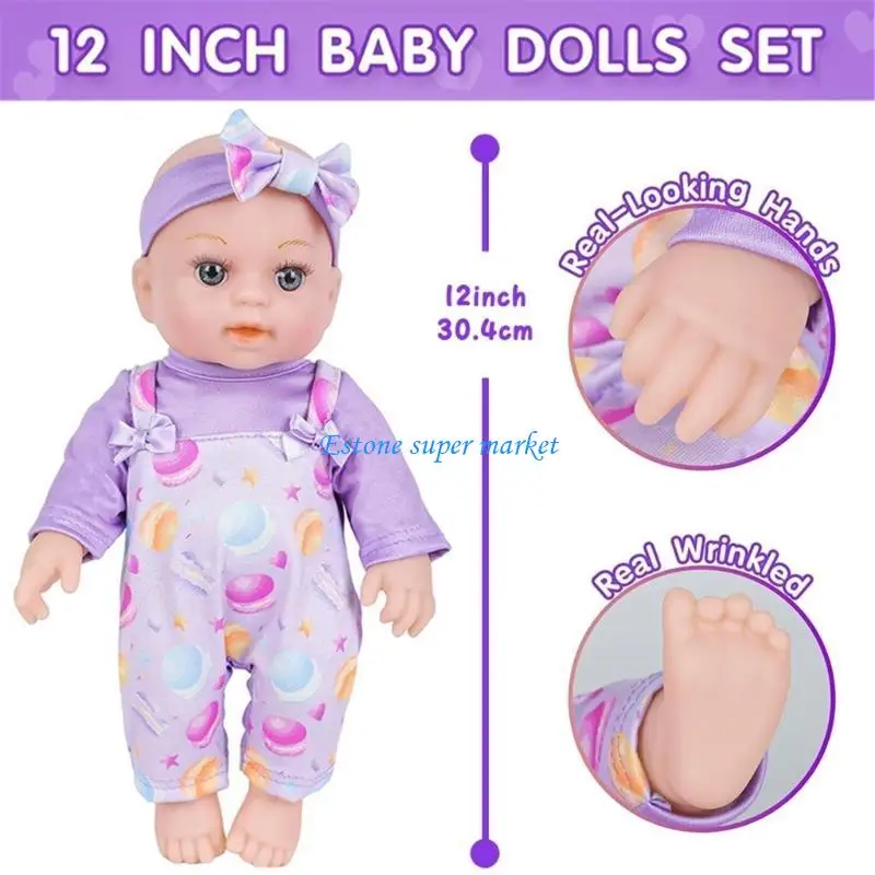 090B 12 インチ新生児女の赤ちゃん人形、ビニール入り、親子の交流に最適