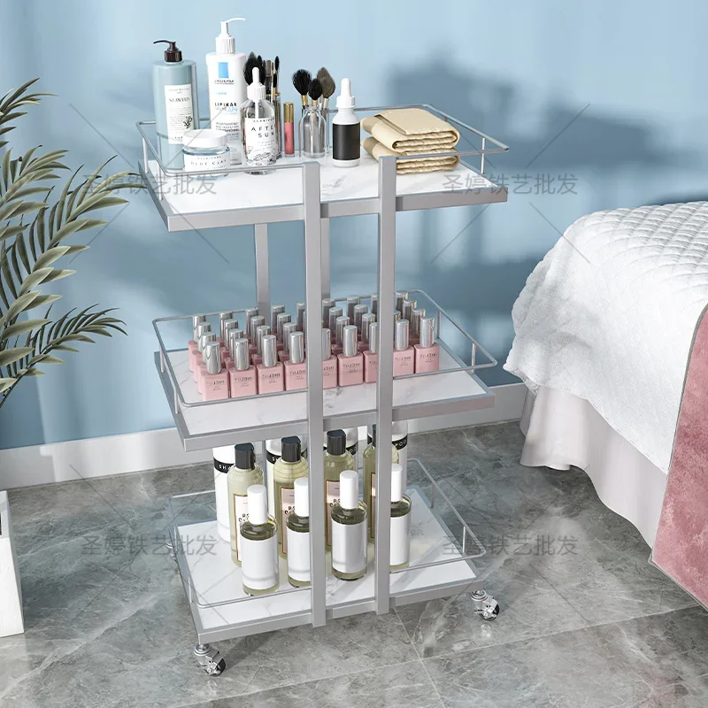 Beauty Salon Trolley Cart Web Celebrity Cosmetics Nail Storage Rack Iron Art Hairdressing Special Multifunctional Salon Trolley