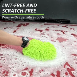 Car Wash Double Faced Glove Microfiber Chenille Gloves Thick Car Cleaning Mitt Wax Detailing Brush Cleaning