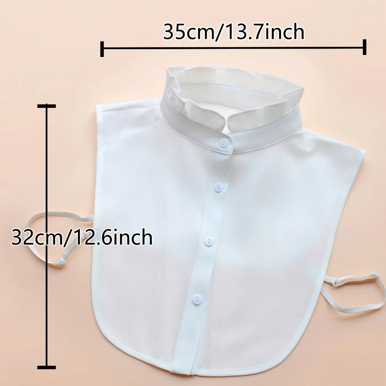 Stand-up collar ruffled false collar. Fashionable and versatile adjustable false collar. Simple white shirt collar design. Elega