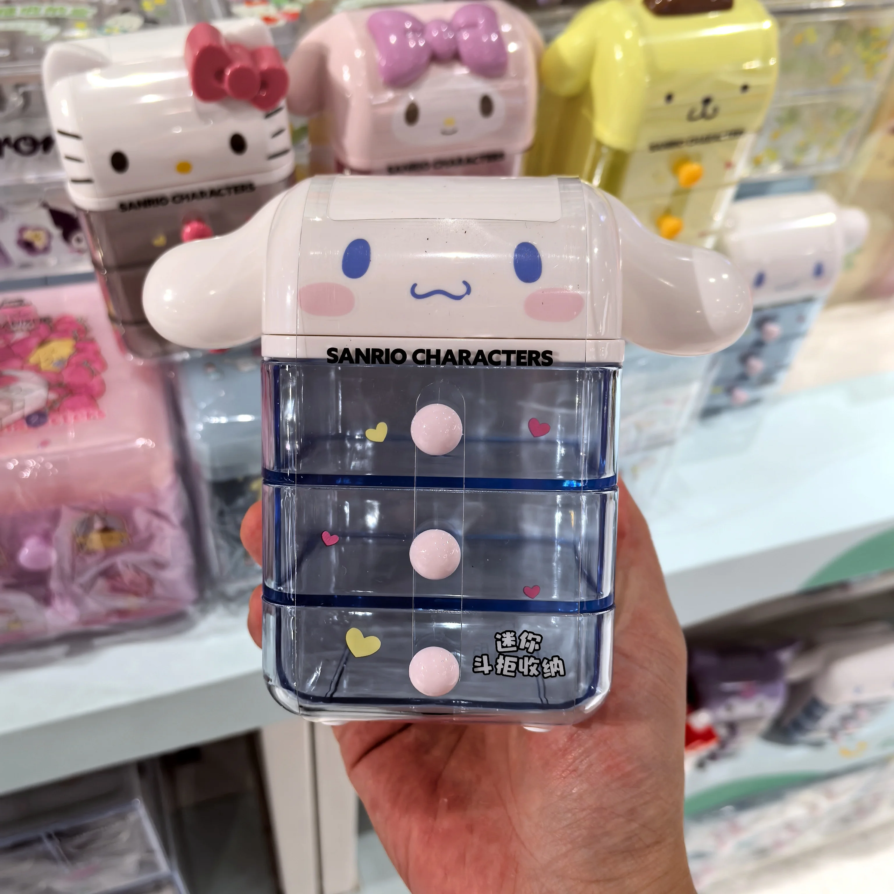 Hot Mini Drawer Storage Box Hellokitty My Melody Kuromi Transparent 3 Layer Desktop Cosmetic Organizer For Adult Women view 6