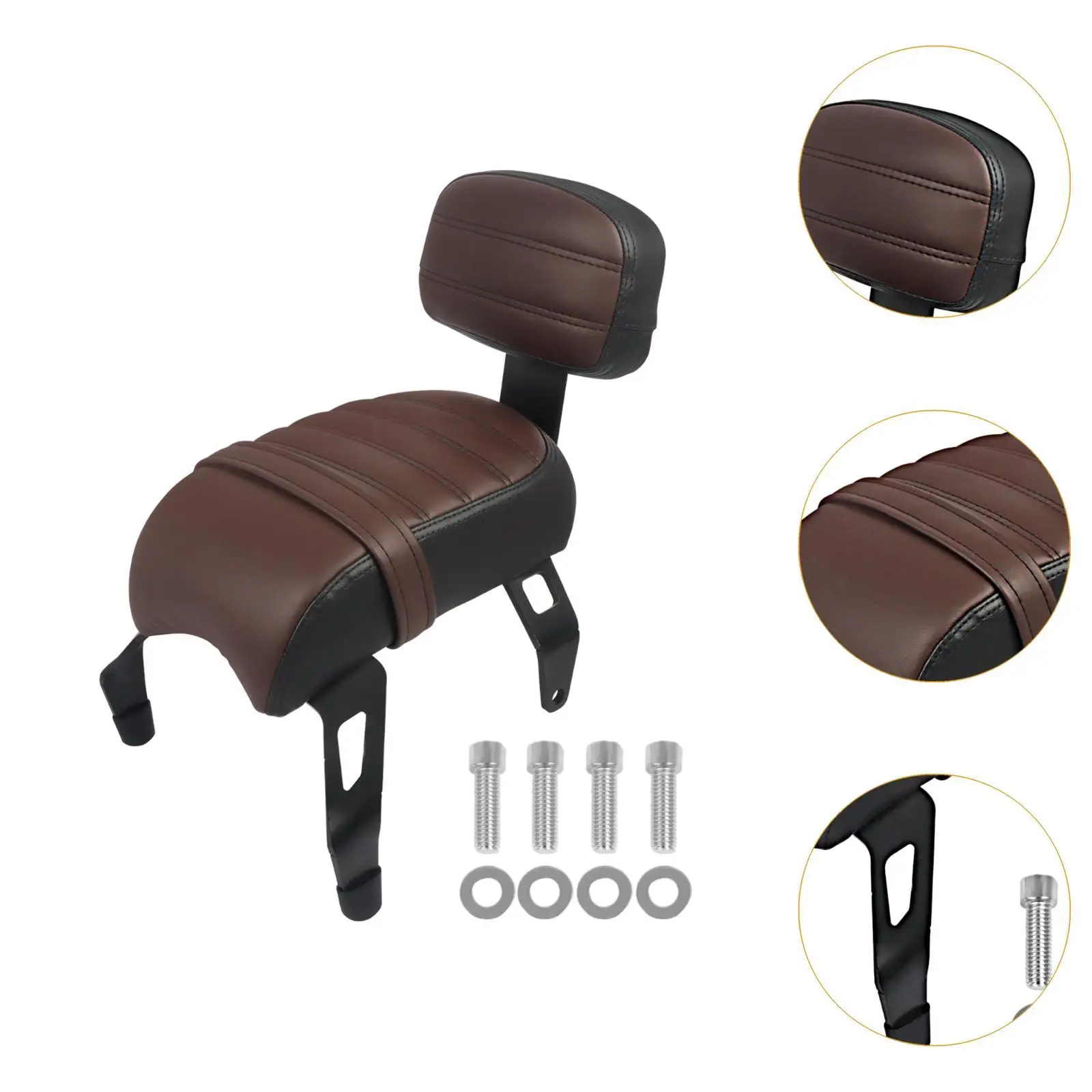 Asiento trasero de motocicleta con respaldo, pieza de reparación de fácil instalación, accesorios cómodos, reemplaza directamente el cojín del asiento