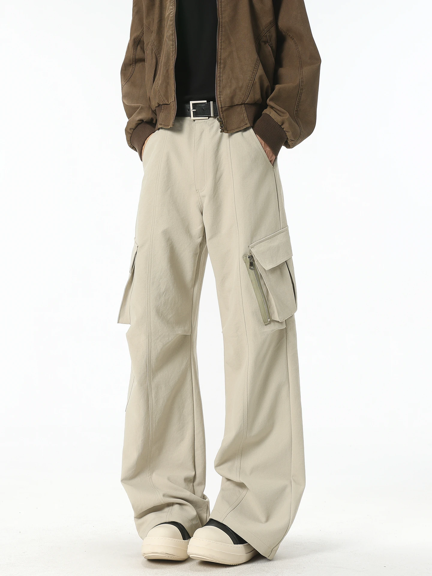 

Trendy Streetwear Work Pants Men Women Vintage Loose Fit Straight Leg Cargo Trousers Large kets Casual Pants for Youth