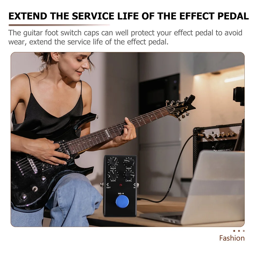 

Effect Knob Set Metal Pedal Buttons Accessories Guitar Cap Protection Footswitch Topper Blue