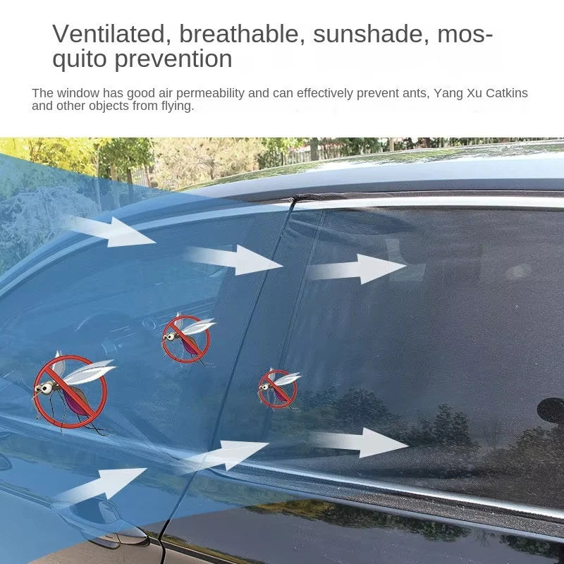 2/4 Stück Auto-Sonnenschutz Anti-Mücken Autofenster-Netzgitter Sichtschutz Sonnenschutz-Netzgitter für Autos – Detail 7