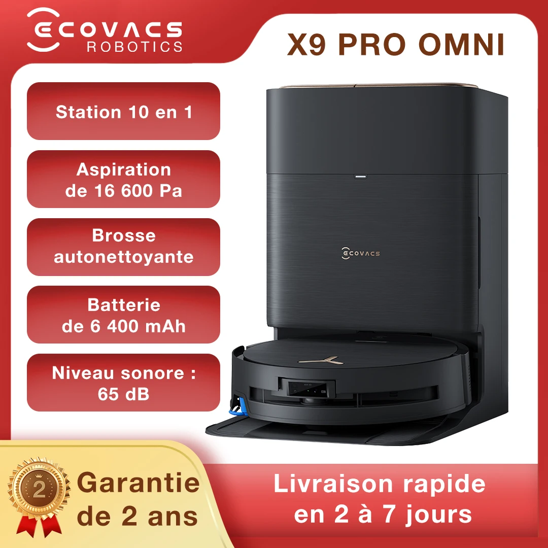 Robot aspirateur laveur ECOVACS Deebot X9 Pro Omni 16600pa AI Nettoyage intelligent Appareil électroménager aspirateur sans fil puissant nettoyage maison aspirateur robot laveur avec station de charge