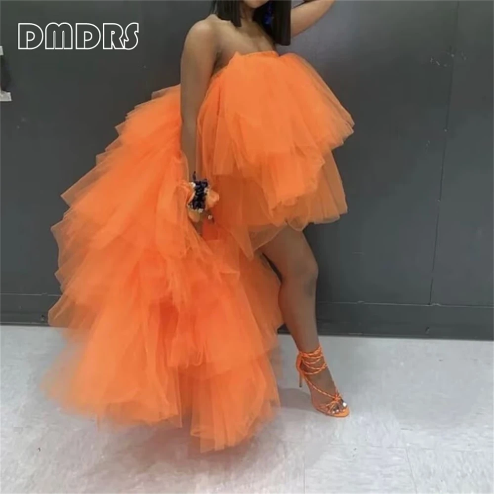 Strapless High Low Tulle Dress Tutu Party Dresses For Women Birthday Photoshoot Prom Gown Tulle Skirt Dress