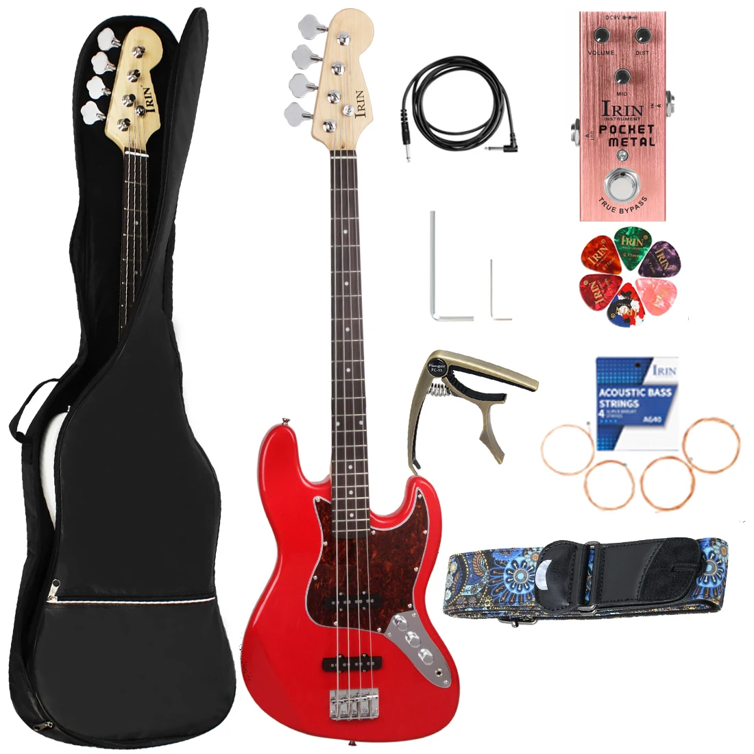 IRIN 4 Strings Red Electric Bass Guitar A Must Have Plucked Instrument for Modern Music Jazz Bands Electric Bass Guitar