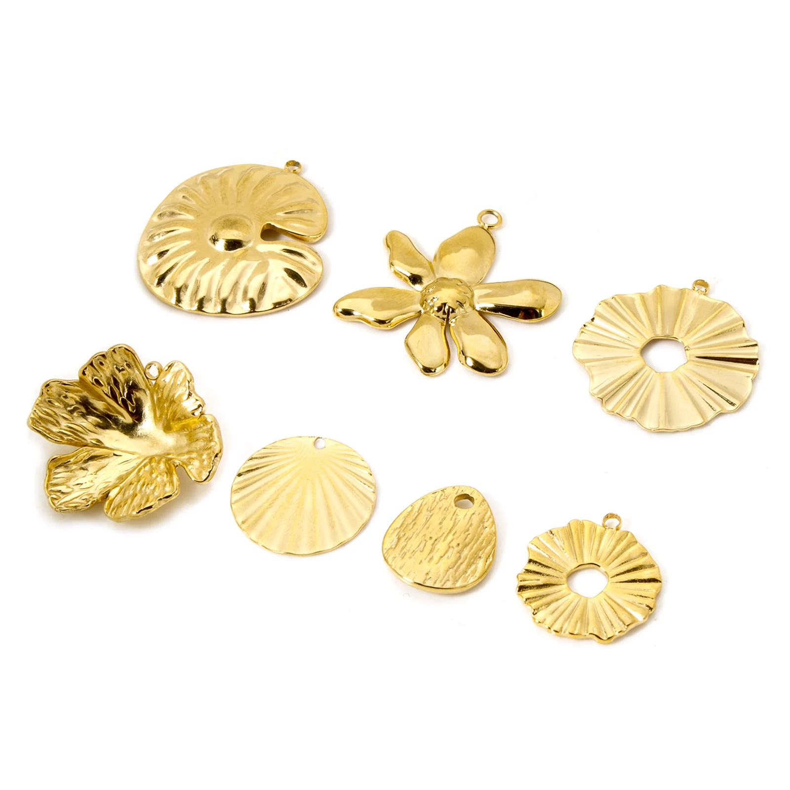 2 قطعة موضة هندسية 304 دلايات من الفولاذ المقاوم للصدأ لصنع المجوهرات 18K مطلية بالذهب الحقيقي زهرة قلادة قلادة Findings بها بنفسك النتائج