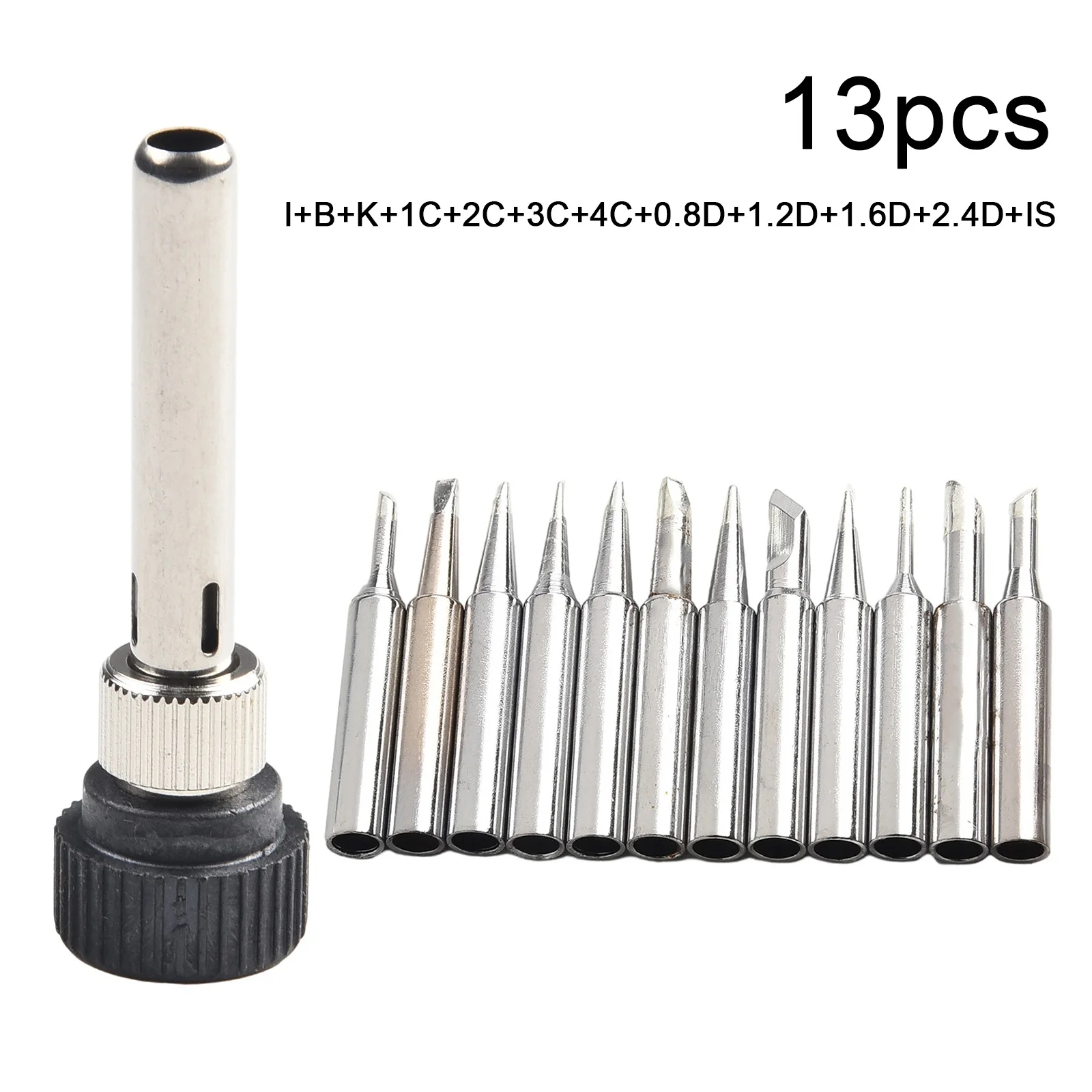 Practical Soldering Iron Tips 13pcs/set 4.2cm 900M-T 907 933 926 937 928 94 Silver Station Tool W/Handle Adapter