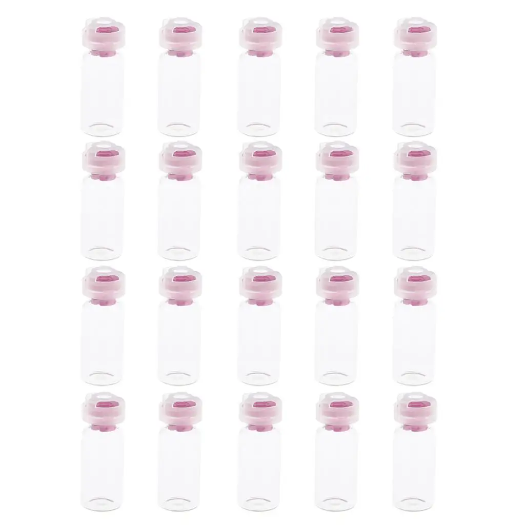 20Pcs/Set 10ml Essential Oils Bottles Transparent Glass Vials Rubber Insert for Eye Perfume