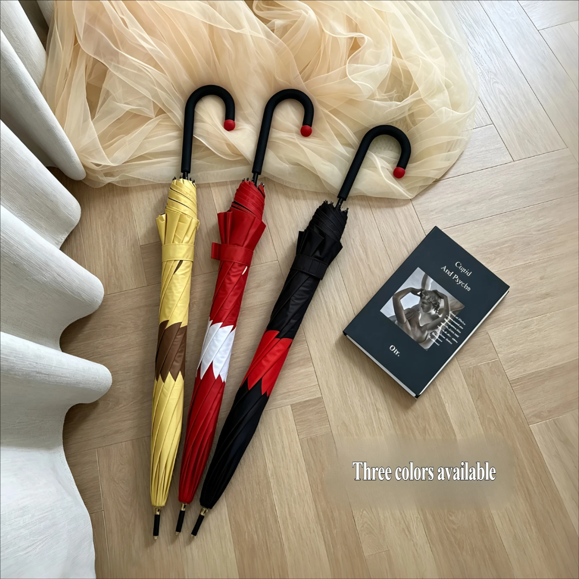 

Hong Kong Style Retro Dot Umbrella, Double Person Reinforced Black Glue Straight Pole Umbrella, Rain & Sun Dual Use UV Protectio