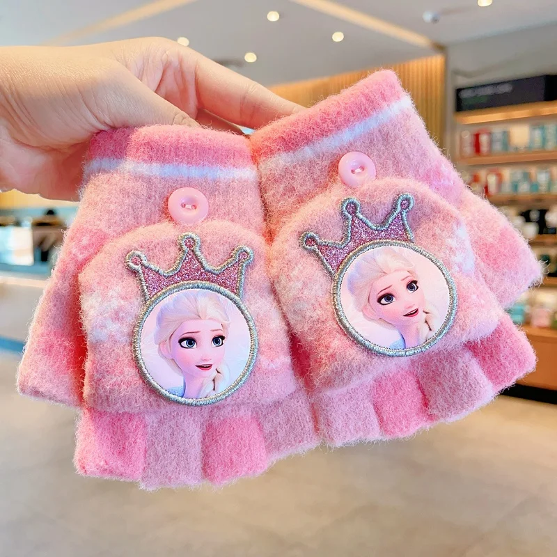 القطن المجمد إلسا الخريف الشتاء نصف إصبع سميكة خمسة أصابع الدافئة كامل إصبع الوجه حتى أفخم قفازات الفتاة هدية عيد ميلاد