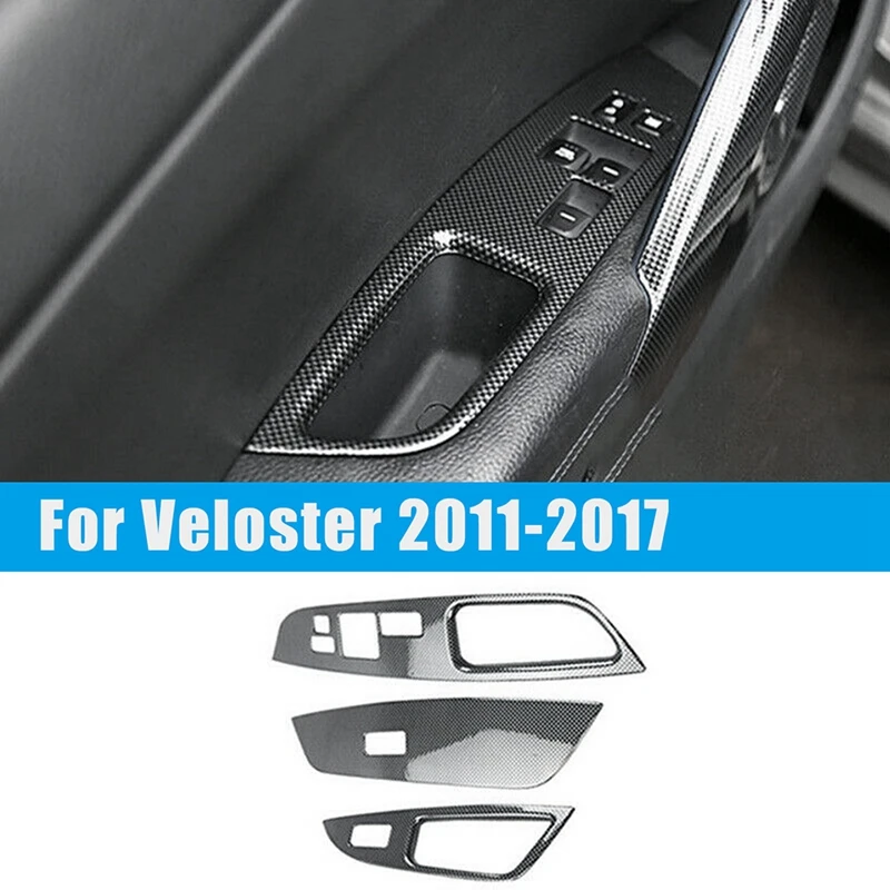 

3Pcs for Hyundai Veloster 2011-2017 Carbon Fiber Window Lift Switch Button Panel Cover Trim Interior Decoration