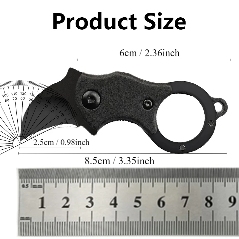 Hiking Camping Mini Folding Claw Knife Outdoor Survival Tools Portable Black Stainless Steel Sharp Pocket Knife Keychain Pendant