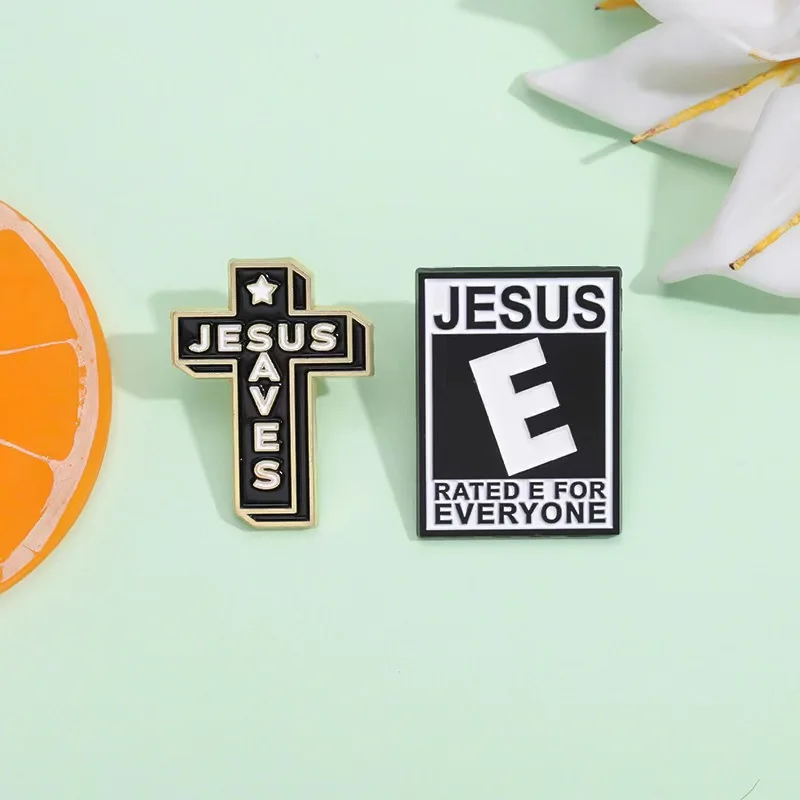 Jesus Saves Enamel Pin Rated E For Everyone Brooch Laple Backpack Clothes Badge Jewelry Decoration For Friends Wholesale