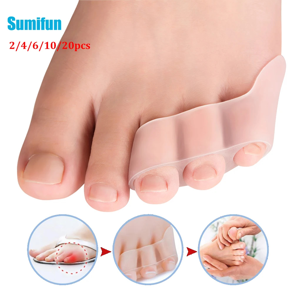 

2/4/6/10/20pcs Transparent Silicone Gel Straightener Pain Relief Toe Protector Three-Hole Little Toe Bunion Foot Care Tools