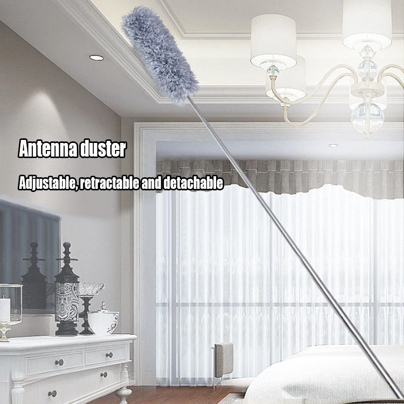 2.8M Extended Chicken Feather Duster Extendable and Curved Ceiling Cleaning Broom Home Electrostatic Dust Collector