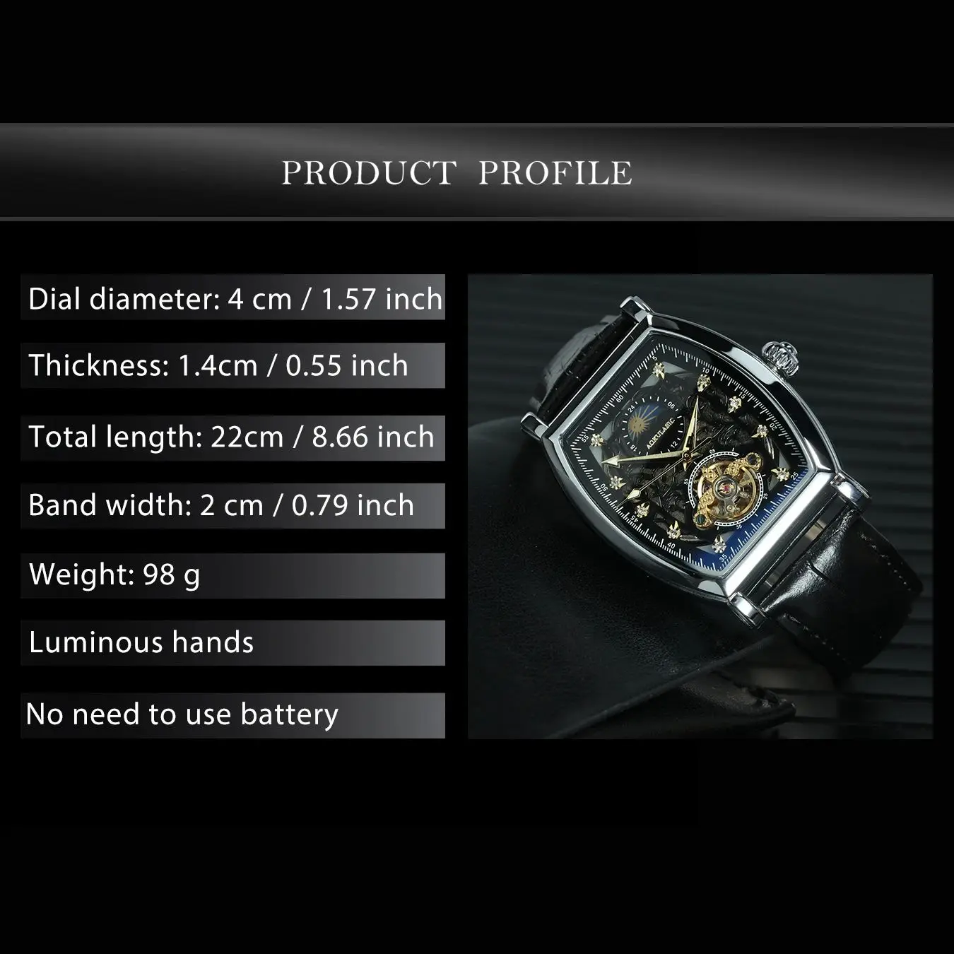 AOKULASIC Tourbillon Skeleton Automatic Mechanical Watch for Men Luxury Iced Out Moon Phase Casual Leather Strap Mens Watches