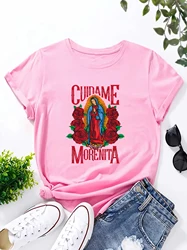 Virgen de Guadalupe Printed Short Sleeve Casual Fashion Women T-Shirt Pattern Women's T Shirt Femminile Tee Graphic Tshirt Tops