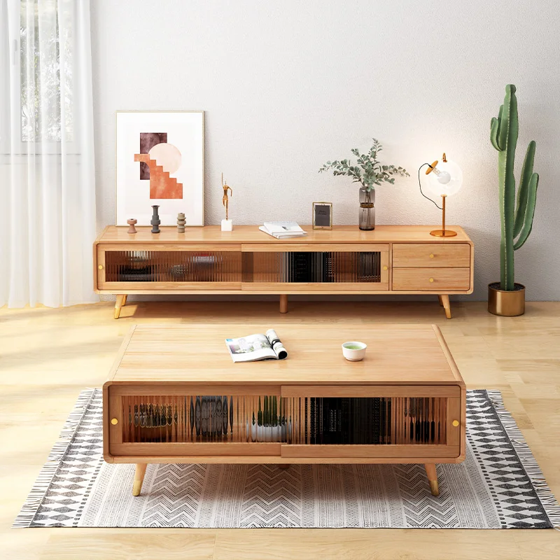 

Modern Simple Solid Wood Watertight TV Cabinet Stylish Multifunctional Log Cabinet Hermoso Y Elegante Living Room Furniture