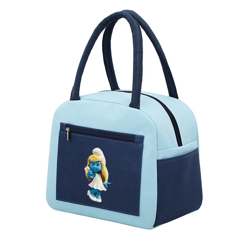 Smurfs Borsa per il pranzo Figura di cartone animato Stampata Confezione termica isolata Borsa portatile per riporre bevande alimentari Borse per