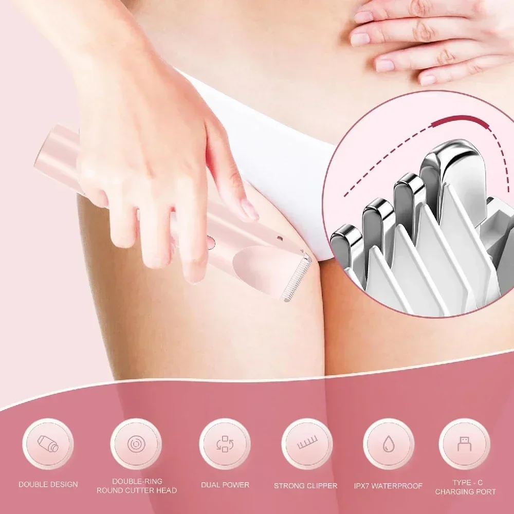 Electric Shaver for Woman Double Head Dual Purpose Female Razor Body Epilator Leg Underarm Bikini Electric Hair Remover Trimmer