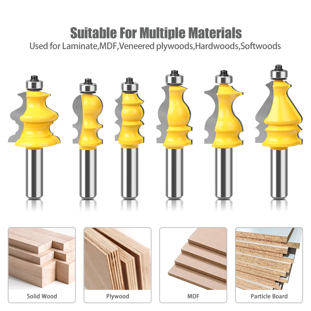 Imagem -03 - Linha Cnc Cortadores de Madeira Face Mill Architectural Moldagem Corrimão Router Bit Base de Revestimento Polegada Shank 1pc