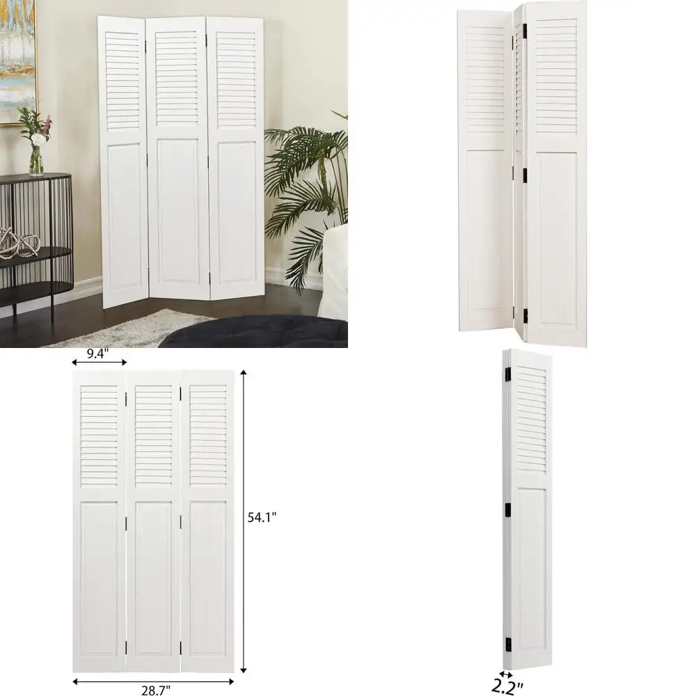 

Белая складная ширма-перегородка из 3 секций, высота 1,37 м, с жалюзи для дома и офиса