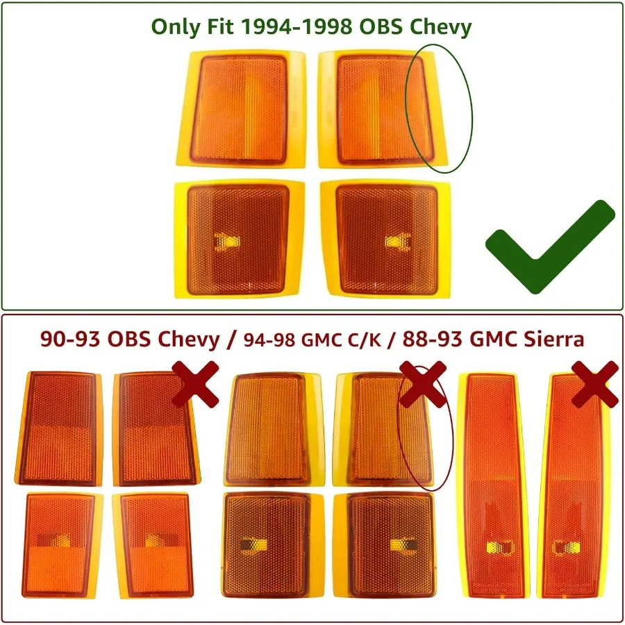 مجموعة المصابيح الأمامية المتوافقة مع شاحنة تشيفي 94-98 OBS، 1994-1998 تشيفي سيلفرادو، 1992-1994 بليزر، 92-99 تشيفي سوبوربان، 95-0 #6