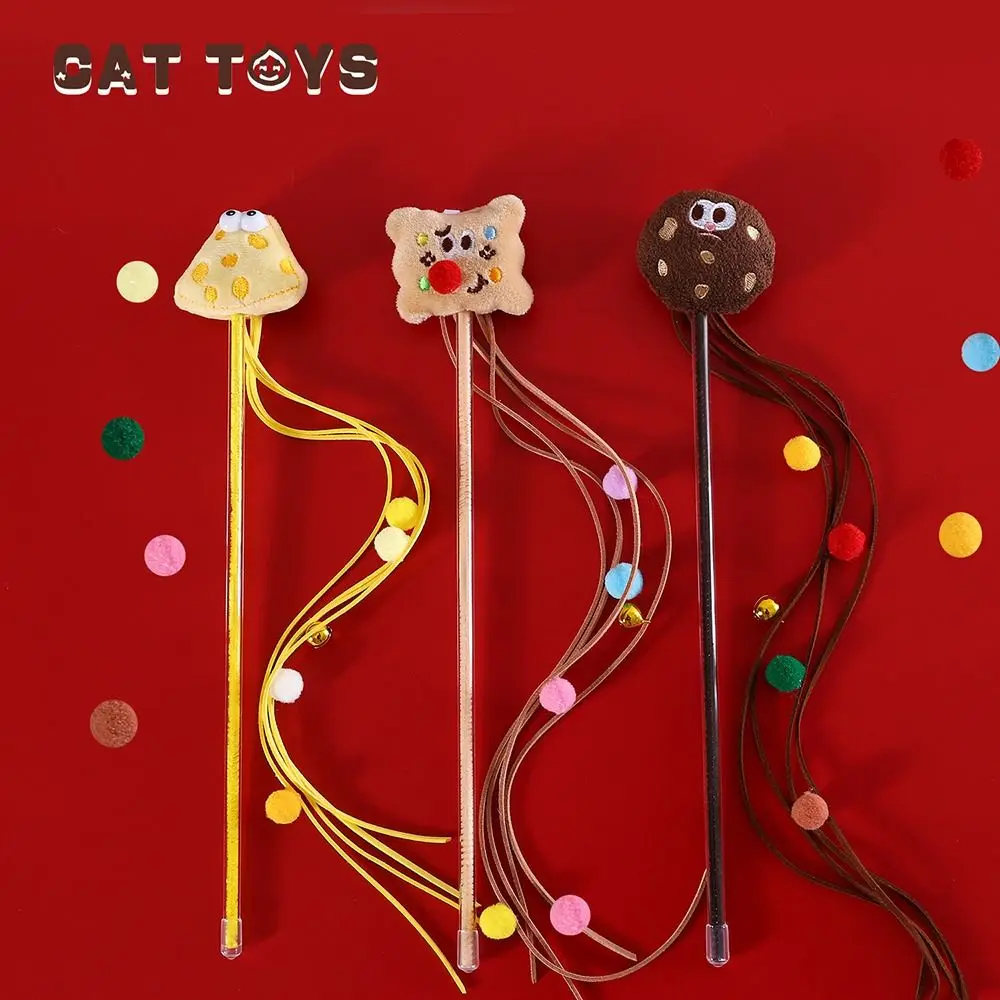 New With Bell Cat Teaser Cartoon Detachable Interactive Toys Long Pole Cookie Cats Toys Cat Accesorios