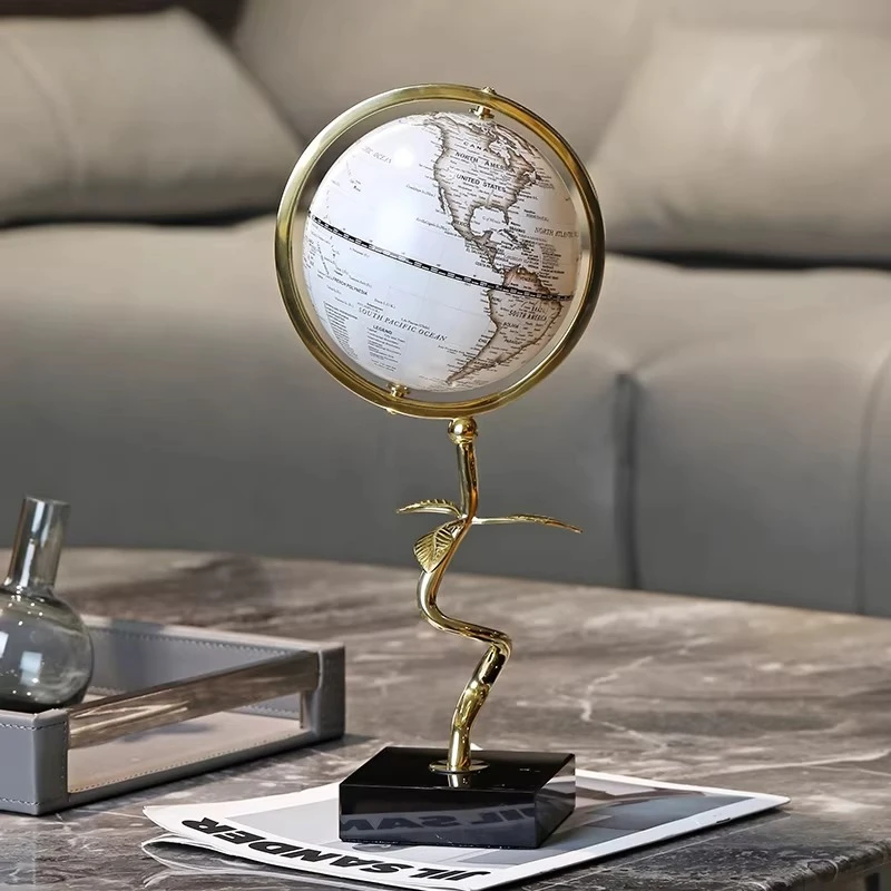 Globe copper ornament living room light luxury high-end desktop decoration living room study office housewarming