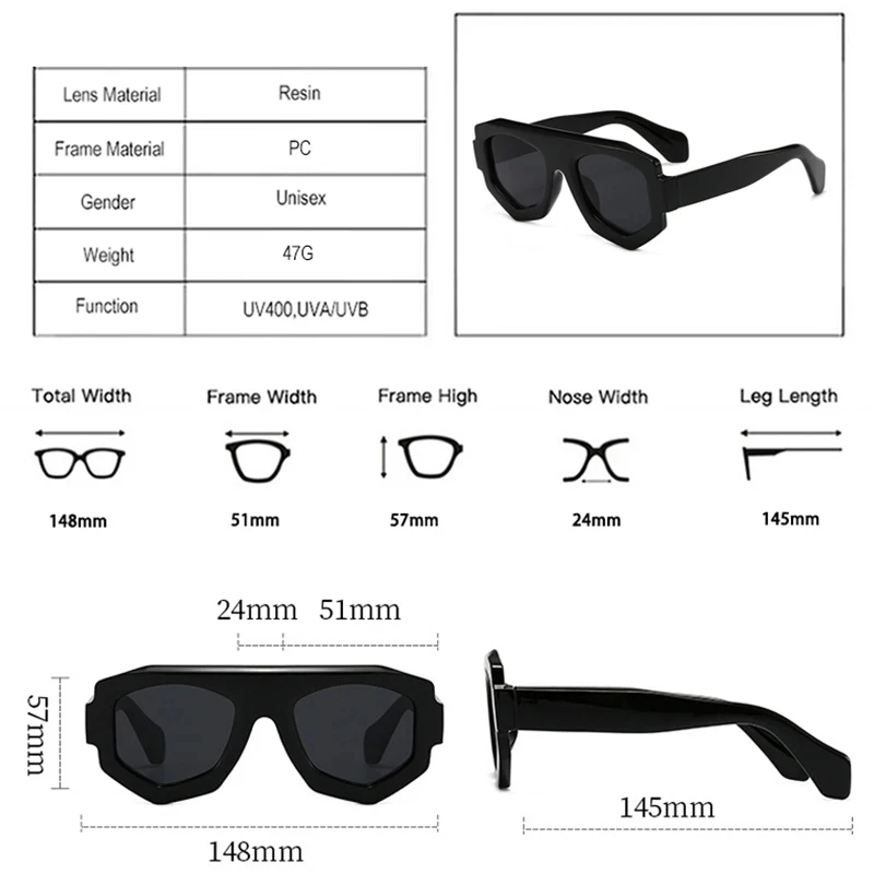 JNPCXI Neue Modische Unregelmäßige Quadratische Damen-Sonnenbrille UV400-Schutz Retro Grüne Herren-Sonnenbrille – Detail 4