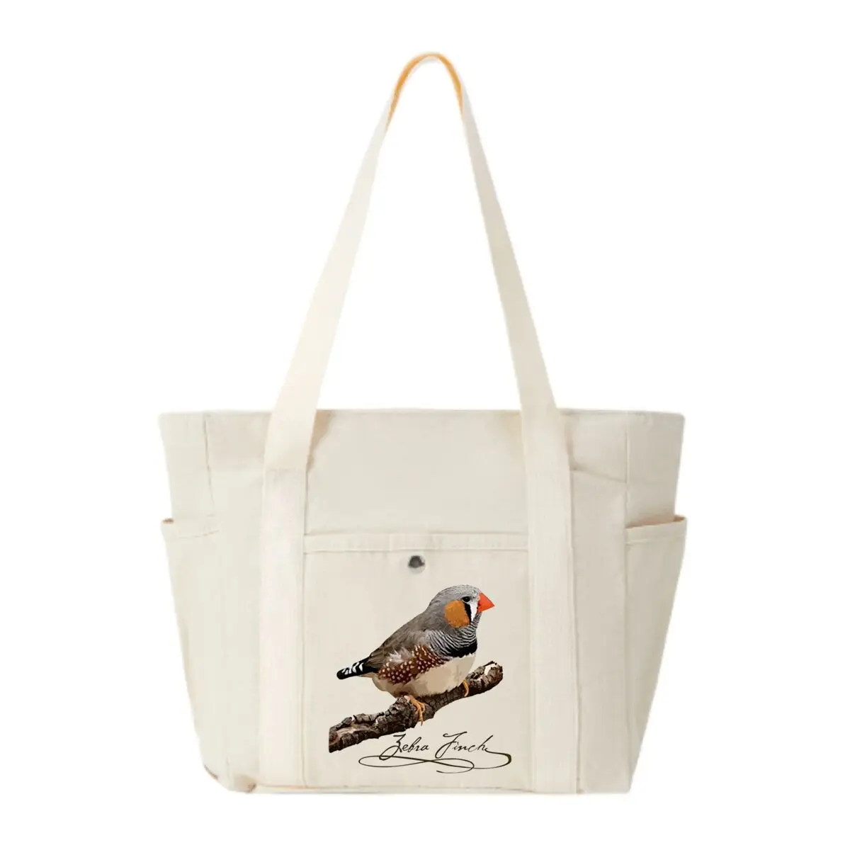

Zebra Finch Illustration Art Design Casual Canvas Tote Women's Basic Vintage Work Commute Bag