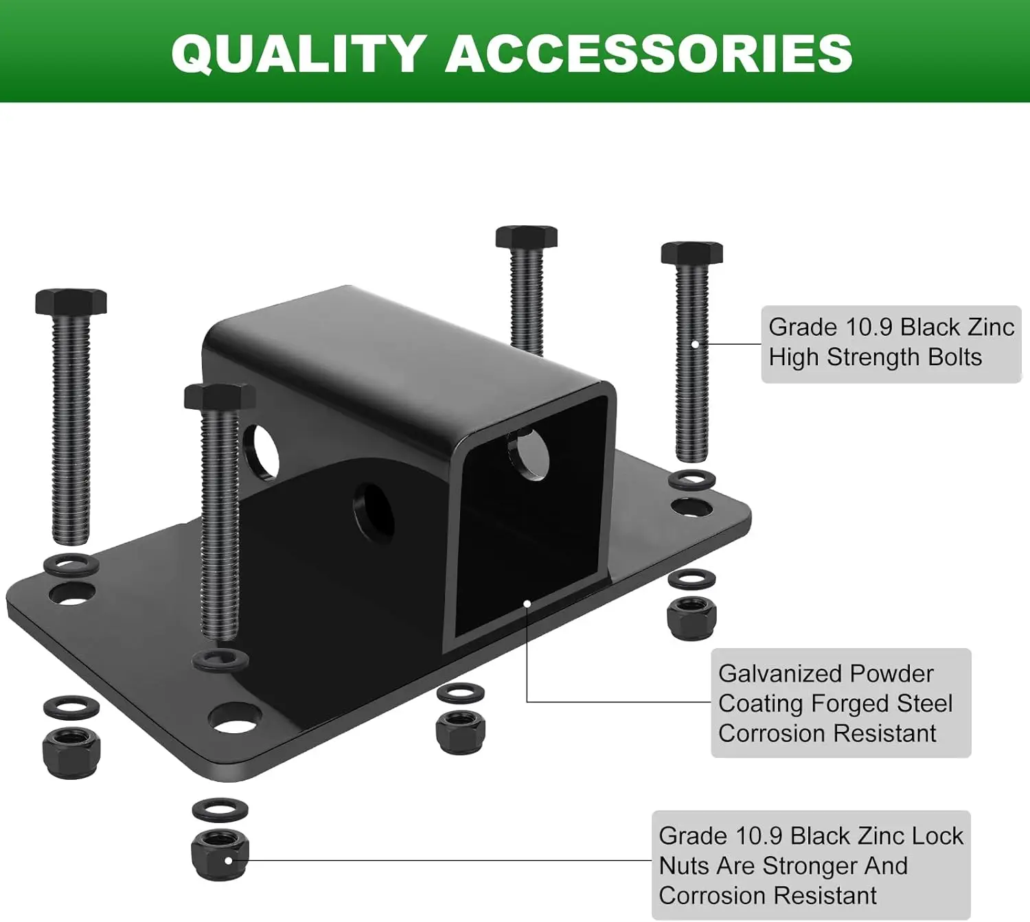 دلو جرار مسمار 2 بوصة، فتحة دبوس وصلة 5/8 بوصة، وصلة مقطورة من الفئة 3، 12000 رطل، يناسب الجرار، RV، UTV، الشاحنة #6