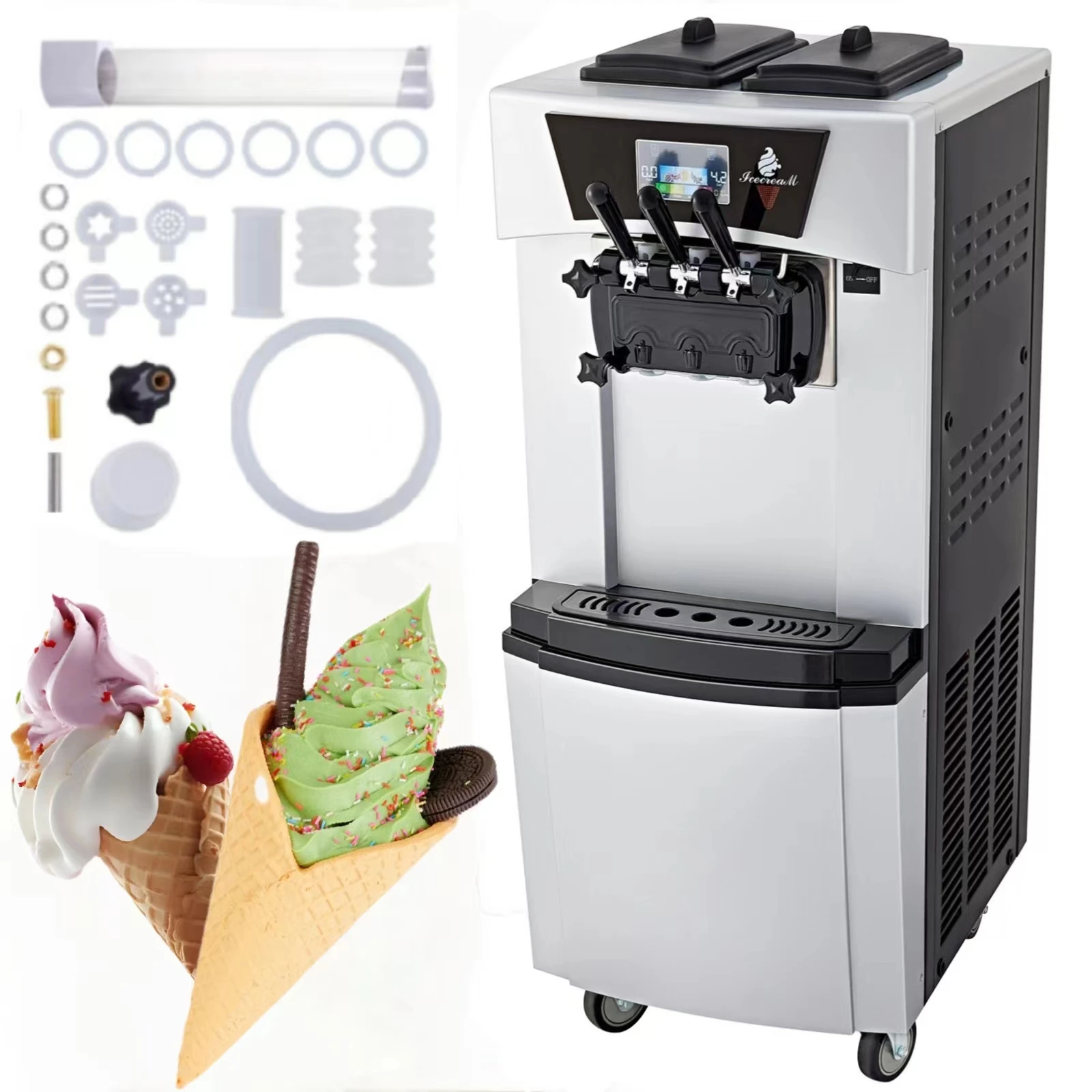 

WeWork Commercial Ice Cream Machine With Pre-Cooling Function 2200W Soft Serve Ice Cream Machine Rainbow Ice Cream Machine