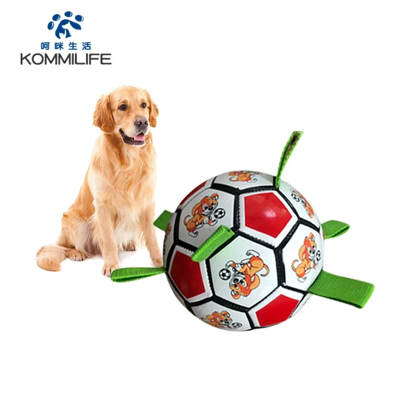 KOMMILIFE Interactive Football Toy For Dogs Outdoor Training Soccer Pet Dog Toys Dog Bite Chew Toy Medium Large Dog Ball Toys view 6