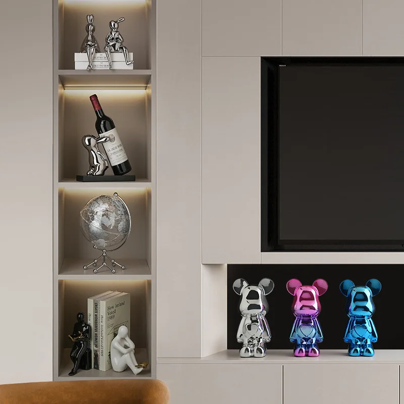 Beihanmei Violent Bear Wine Cabinet Decorative Ornaments, Creative Astronaut Home Decor for Living Room TV Cabinet & Entrance, W