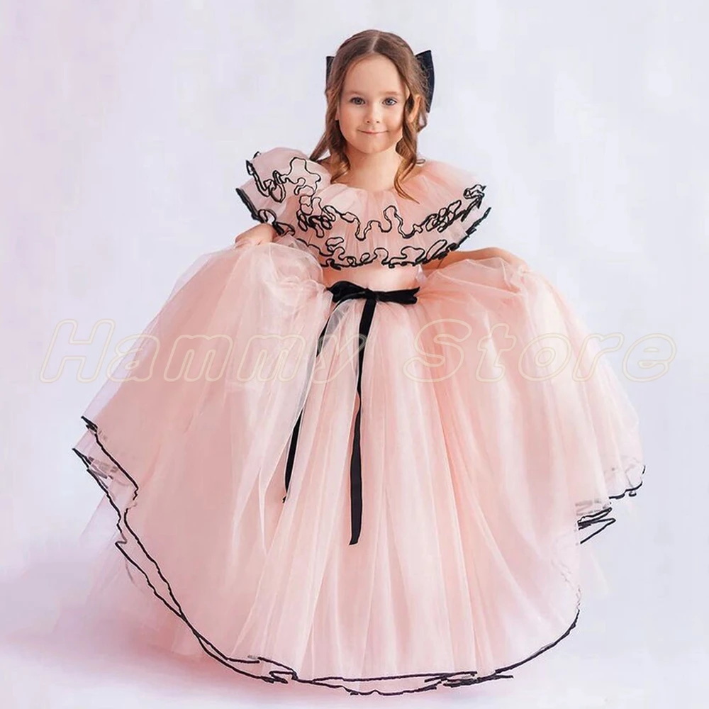 Yipeisha Princess Flower Girl Dress Off The Shoulder Ruffles Round Neck Ball Gown Kids Pageant  Party Dresses for Birthday