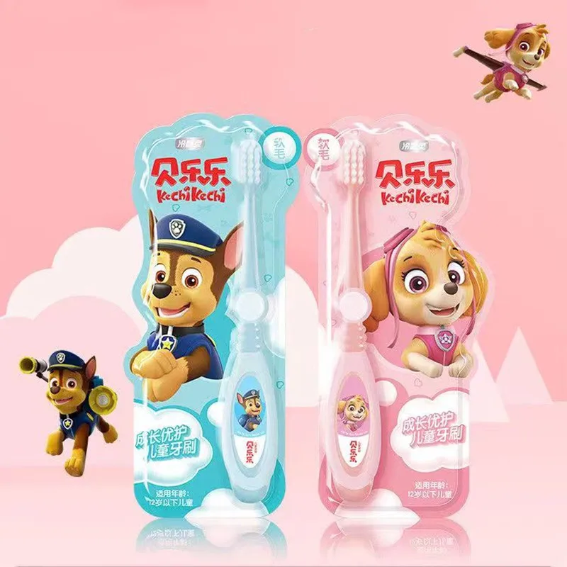 Anime Genuine Paw Patrol Children's Toothbrush Cartoon Chase Skye Anime Figures Gum Cleaning Suitable For Kids Christmars Gifts