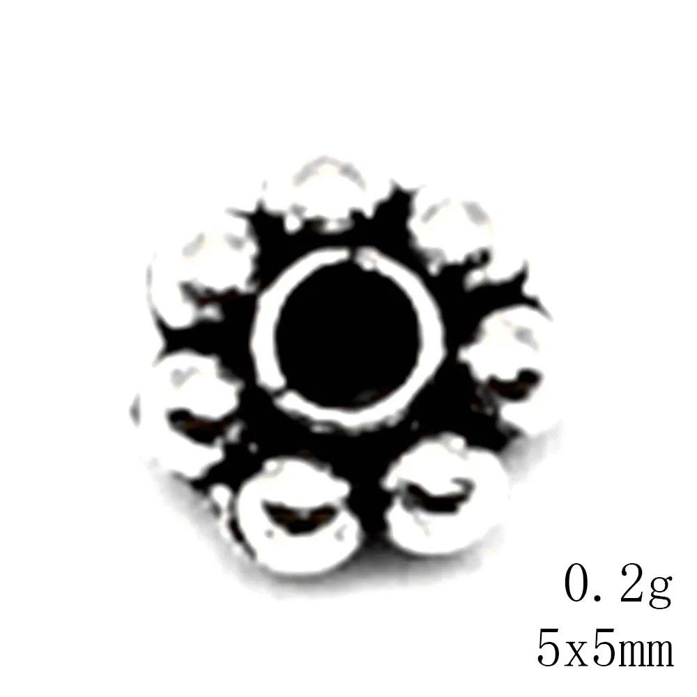 Colgante espaciador de flores para collar, 50 piezas, 5x5mm, manualidades artísticas, joyería Diy, Color plata antigua