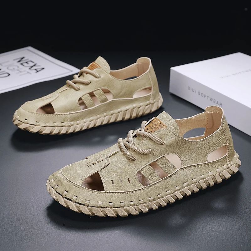 CYYTL Sandals Mens Summer Casual Shoes Beach Outdoor Hiking Breathable Leather Fashion Luxury Designer Sports Fisherman Sneakers