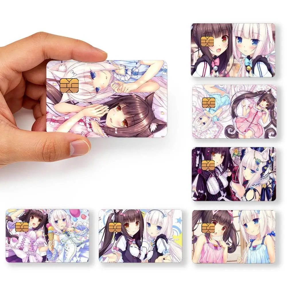 Anime Kawaii Girl Moe Y2k Chocola Vanilla Credit Card Skin Sticker Cover Decal Wrap Debit Card Stickers Durable Removable