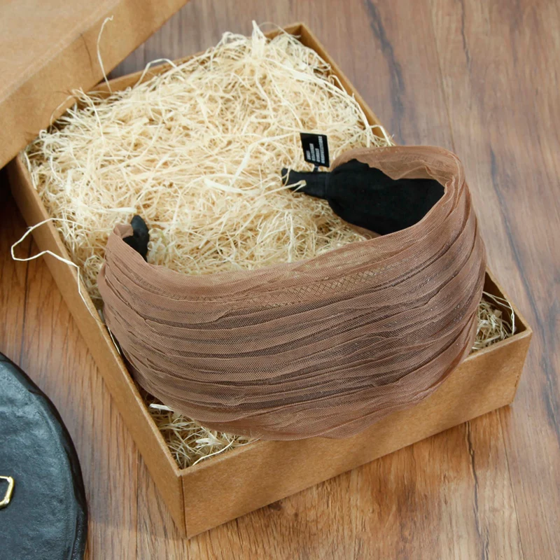 夏用ワイドエッジ折りたたみネットヘアバンドオリジナルデザイン高級ヘアアクセサリー白髪カバーヘッドバンド