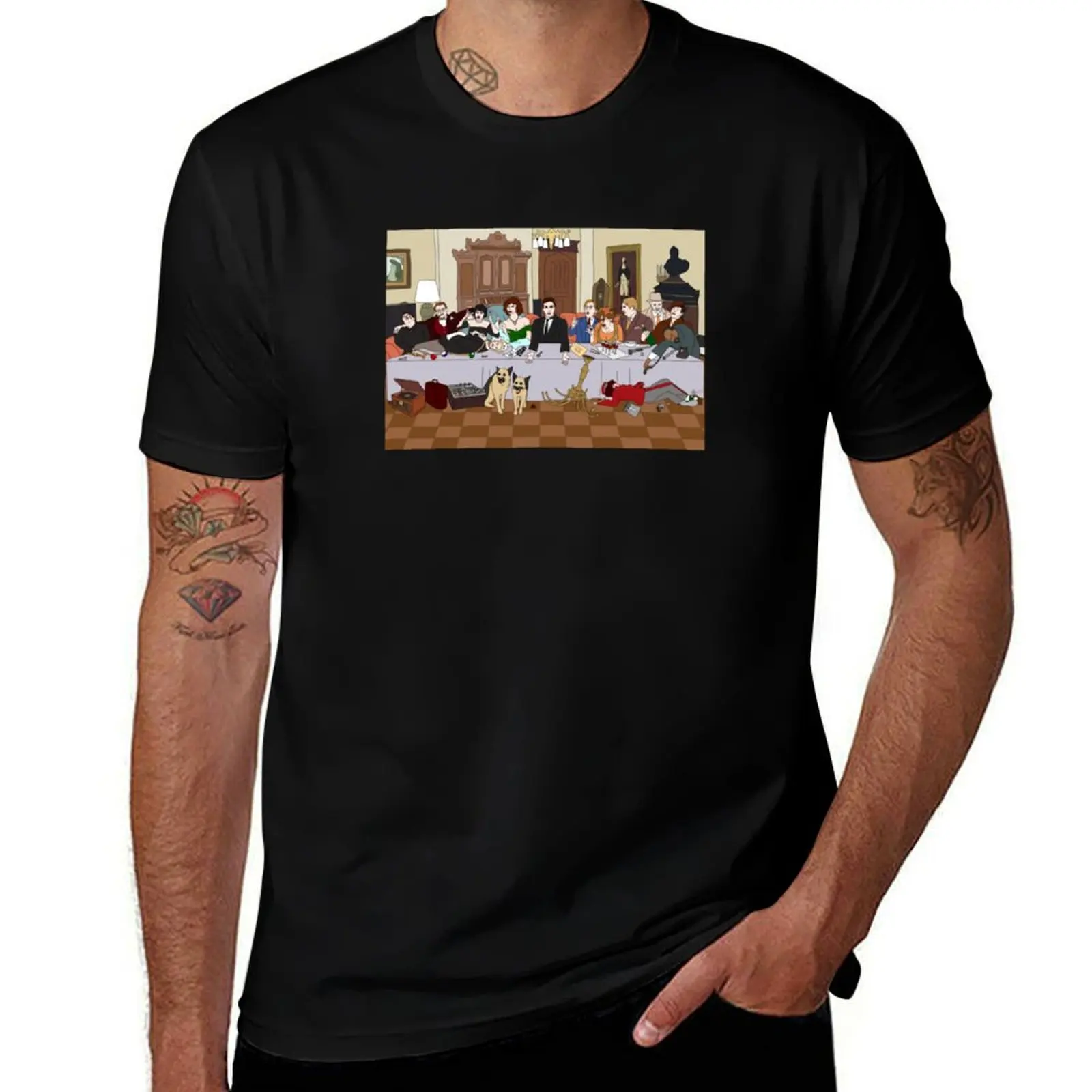 The Last Supper at Boddy Mansion T-Shirt oversized t shirt anime stuff quick drying oversized graphic tee men tshirt