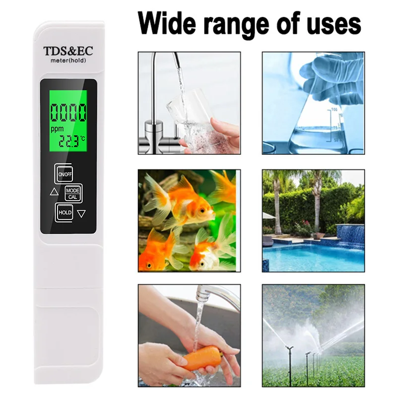 Portable Water TDS Meter Pen EC Conductivity Tester Water Quality Monitor for Drinking Water Fertilizer Concentration