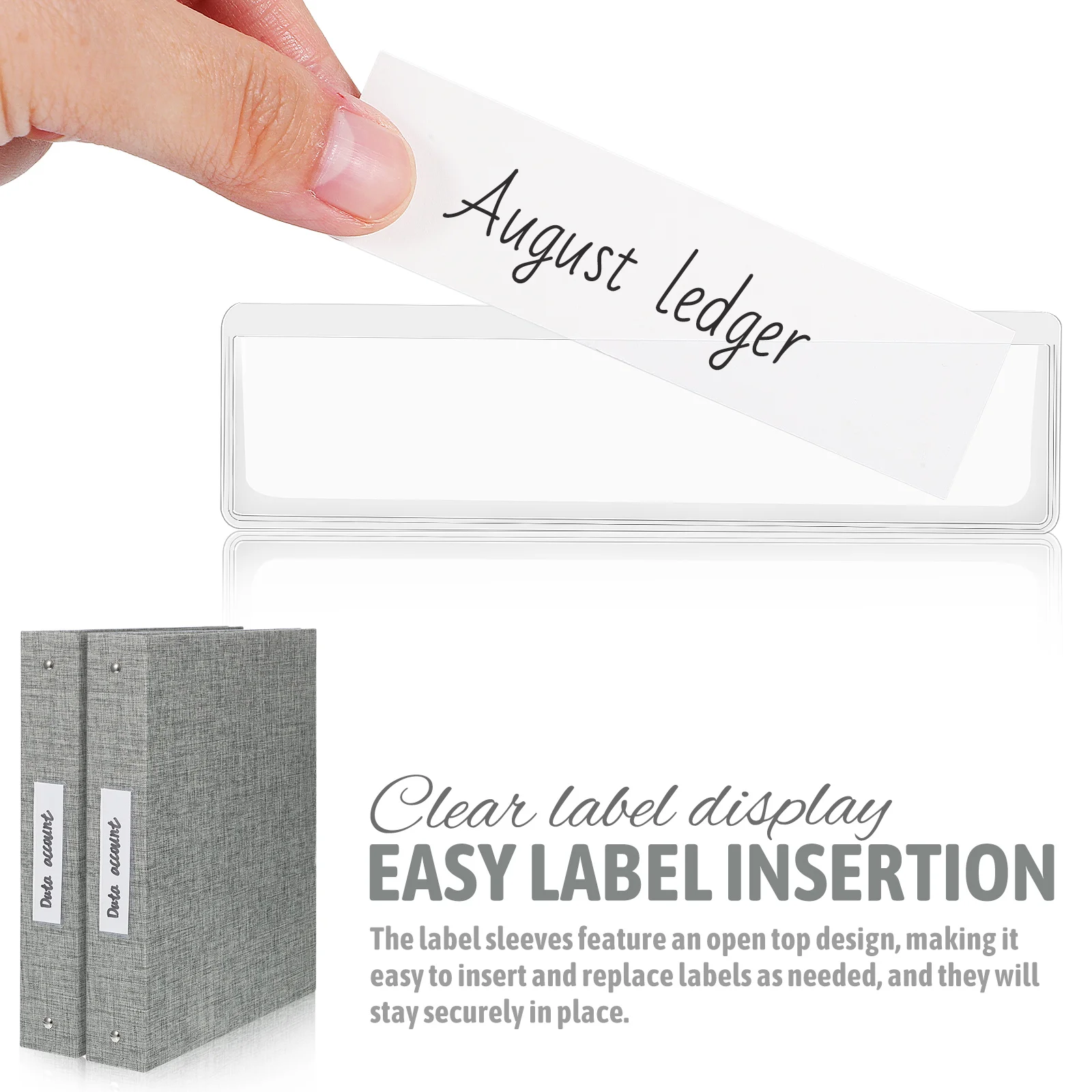 24pcs 24- Self-Adhesive Label Holder Card Pockets Sleeves Label Holder Clear Library Card Holders with Top Open for Index Cards