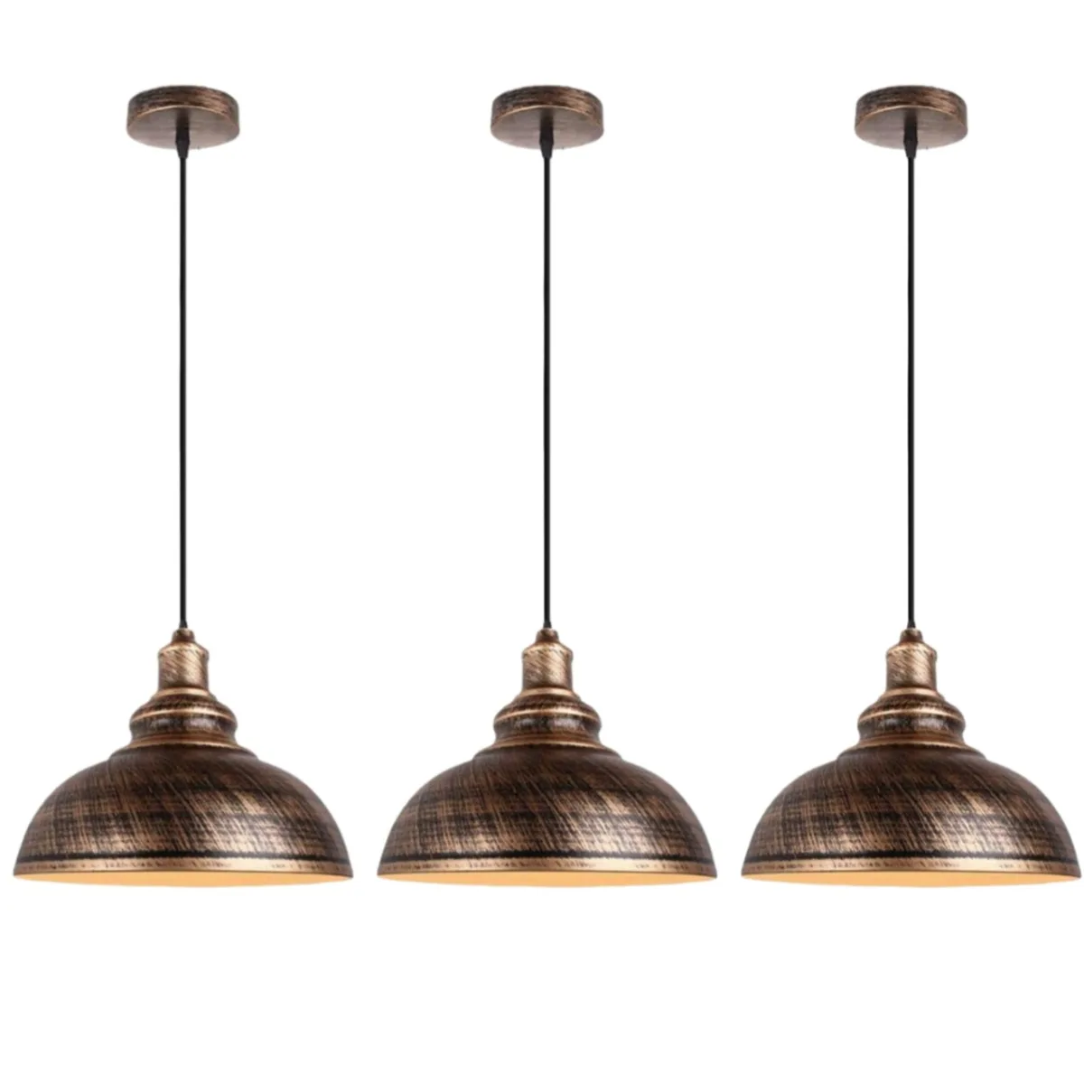 

JOYINLED Set of 3 Vintage Industrial Pendant Lights, 30cm Metal Ceiling Lamp with E27 Socket for Kitchen Dining Room Restaurant
